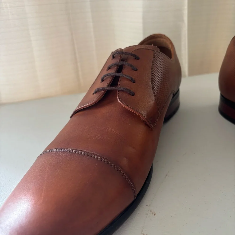 Florsheim Postino Cognac Smooth Leather Cap Toe Derby Dress Shoes 13 D Wedding